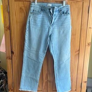 LOFT Women's Light Blue Curvy High Rise Straight Jeans